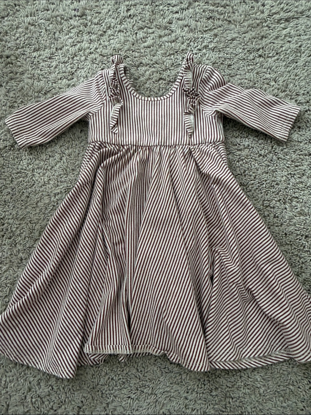 Girls Striped Twirl Dress with Ruffle Straps - Pink and White